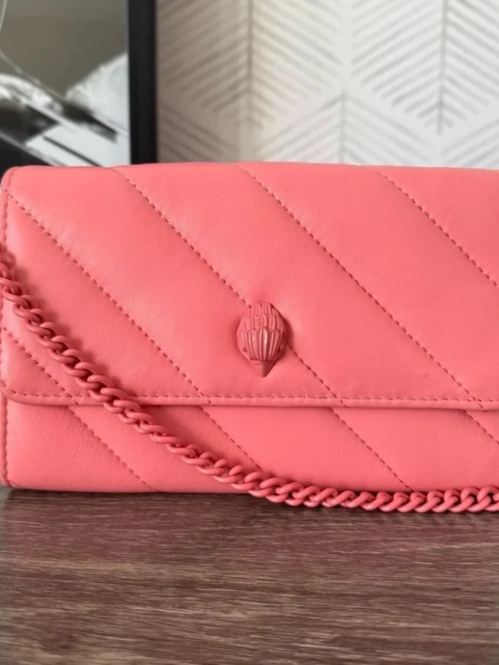Kurt Geiger Pink SoHo Drench Wallet on a Chain
